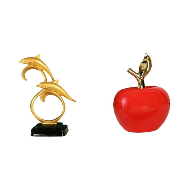 Figura de delfín,Colección de adornos de escritorio con figuras de delfines,Estatua,Escultura de fruta artificial,estatua y artesanía,Colección de figuras de cerámica para decoración del