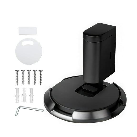 Black Mechanical Door Stopper for Bottom of Door, Adjustable Height Indoor No Magnetic Door Stop, Heavy Duty Windproof Floor Door Stopper with Screws & Adhesive (2 Way Mount)