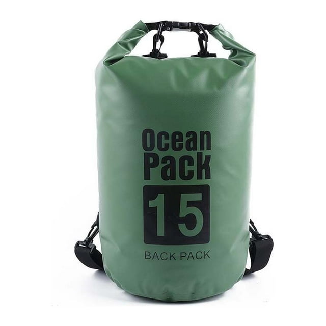 Sacs Imperméables Sac à Dos Multifonctionnel Extérieur Grande Capacité Équipement Pliable Kayak Rafting Sac Piscine Plage Sports Vert Foncé 10L Épaule Unique
