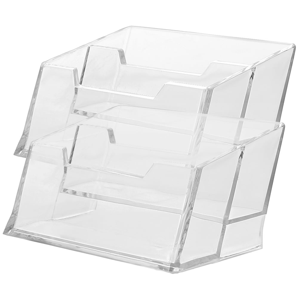 CRILSTYLEO 2Pcs Acrylic Business Card Holder with Sleek Design for Office Desk Storage