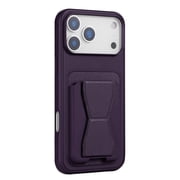 Multi-Function Leather MagSafe Case with Card Holder and Stand for iPhone 17 Pro Max - Purple