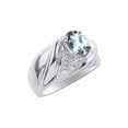 thumbnail image 3 of RYLOS Bagues pour Femmes Bague en Or Blanc 14K Pierre Précieuse Ovale 8X6MM et Diamants Design Classique Mars Aigue-Marine Bijoux pour Femmes Taille 8, 3 of 7