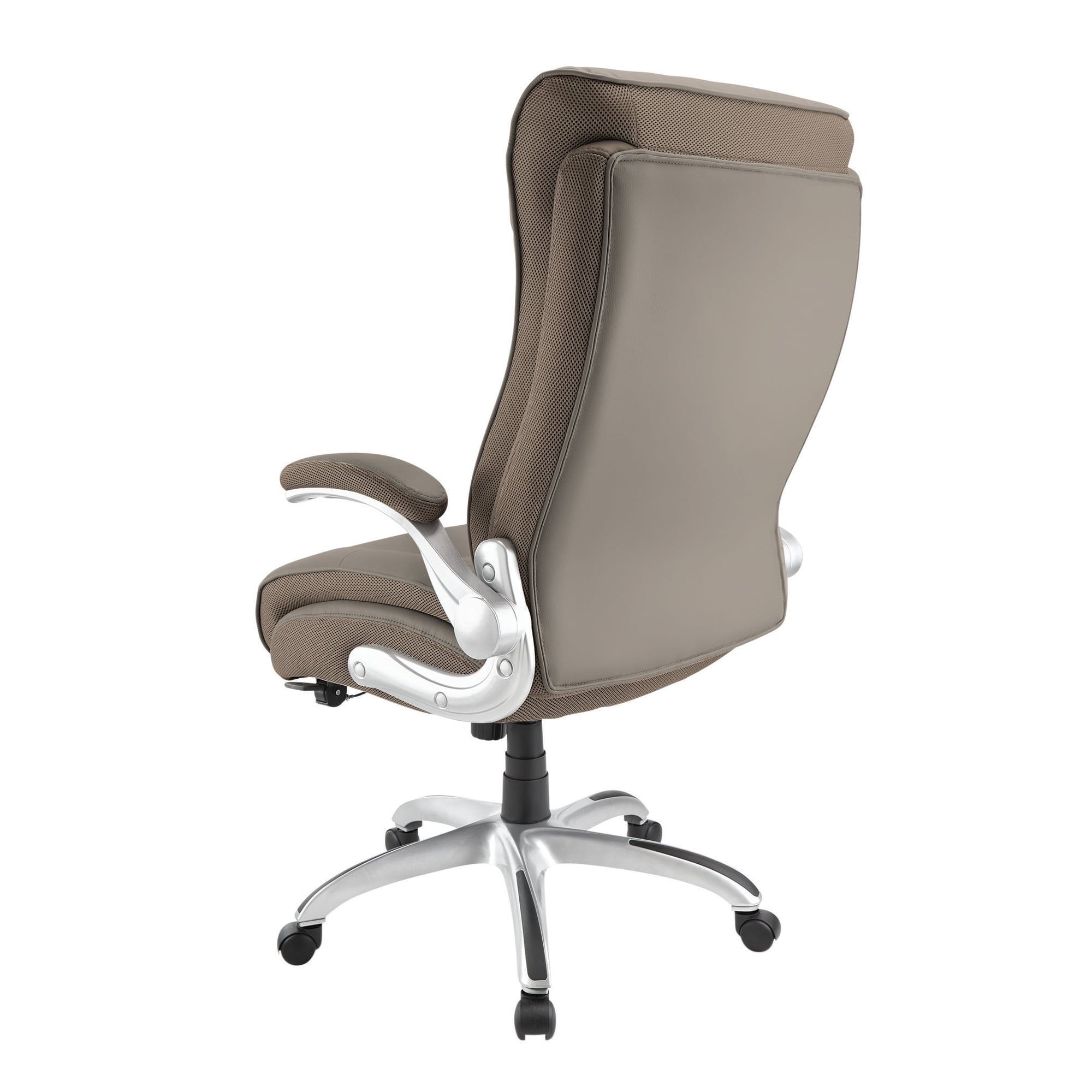 Realspace Ampresso Big Tall Bonded Leather High Back Chair Taupe Silver
