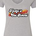 thumbnail image 4 of Inktastic Kickin' It Old School with Weathered Retro Stripe Women's V-Neck T-Shirt, 4 of 5