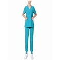 thumbnail image 2 of Nurse Scrubs Uniform Womens Winter Rollbacks ! Kojanyu Men Working Uniform Pocket Short Sleeve Blouse+Long Cargo Pant Two-Piece Sets Light Blue (XXL), 2 of 4