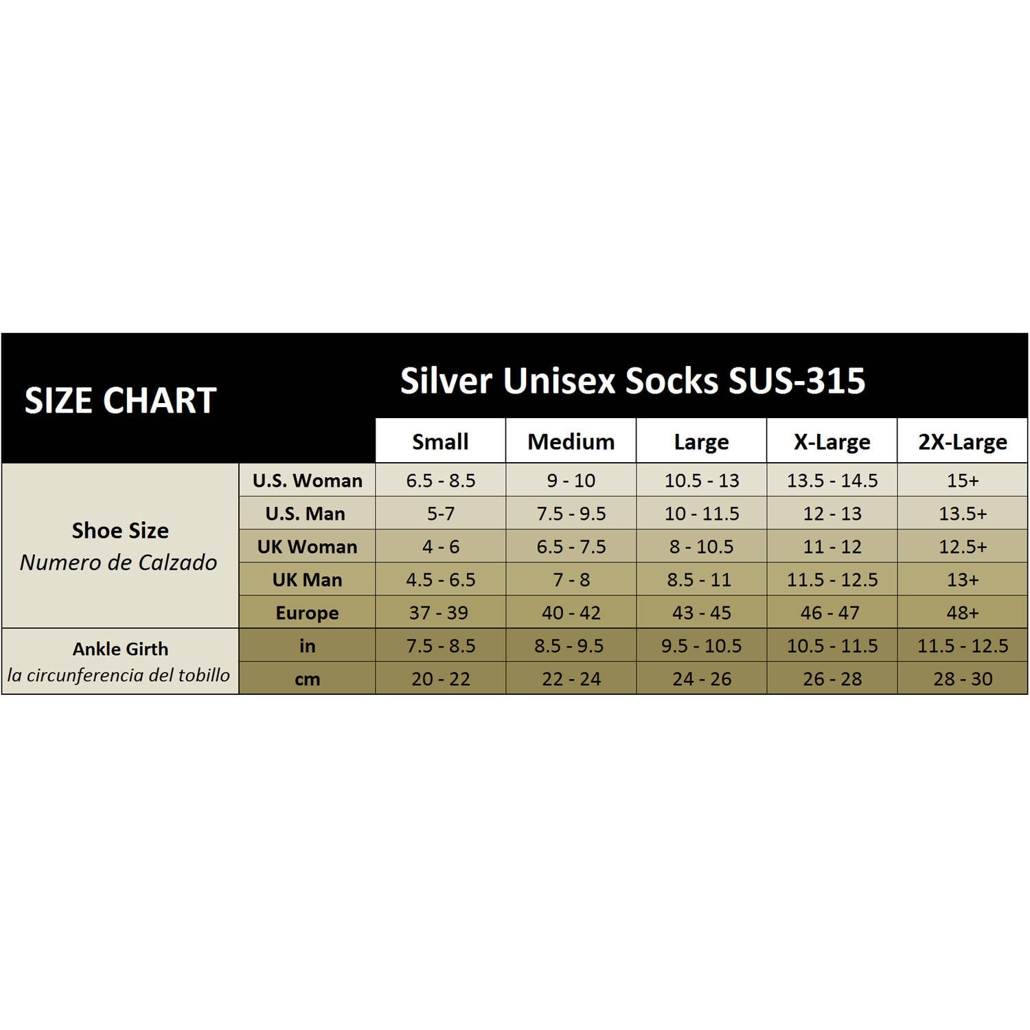 MAXAR Unisex Silver/Cotton Compression Support Socks (20-22 mmHg), Knee High: SUS-315