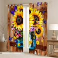 thumbnail image 2 of Castle Fairy Flying Butterflies Black Out Curtains for Boys Girls,Rustic Yellow Sunflowers Curtains Pack of 2 (42x63 Each),Old Barn Door Bedroom Curtains,Lightweight Room Decor, 2 of 6
