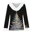 thumbnail image 4 of Women’s Merry Christmas Sweaters Blouses Aux Fur V Neck Xmas Graphic Long Sleeve Holiday Pullover Tops, 4 of 4
