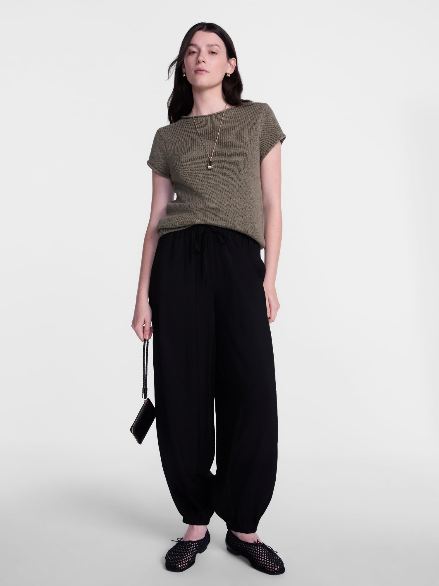 Scenario Women's and Women's Plus Pullover Rollneck Lightweight Sweater with Short Sleeves, Sizes XS-4X