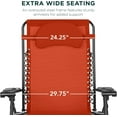 thumbnail image 3 of ZYPPP Oversized Zero Gravity Chair, Folding Outdoor Patio Lounge Recliner w/Cup Holder Accessory Tray, Pillow - Burnt Orange, 3 of 8