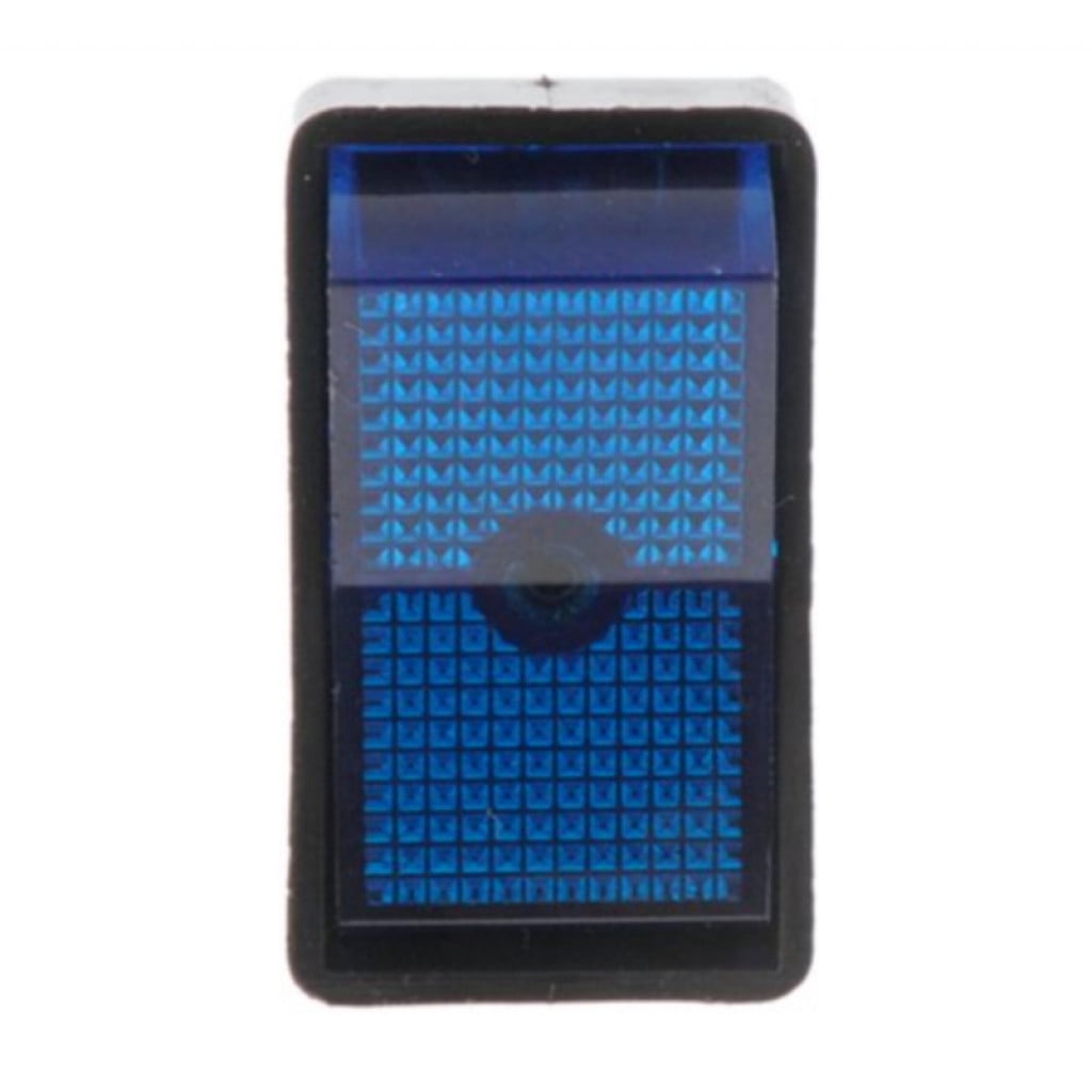 KarParts360 Rocker Switch | Black | Plastic Housing | 20 Amperage | Blue Switch | Single Pole | Illuminated