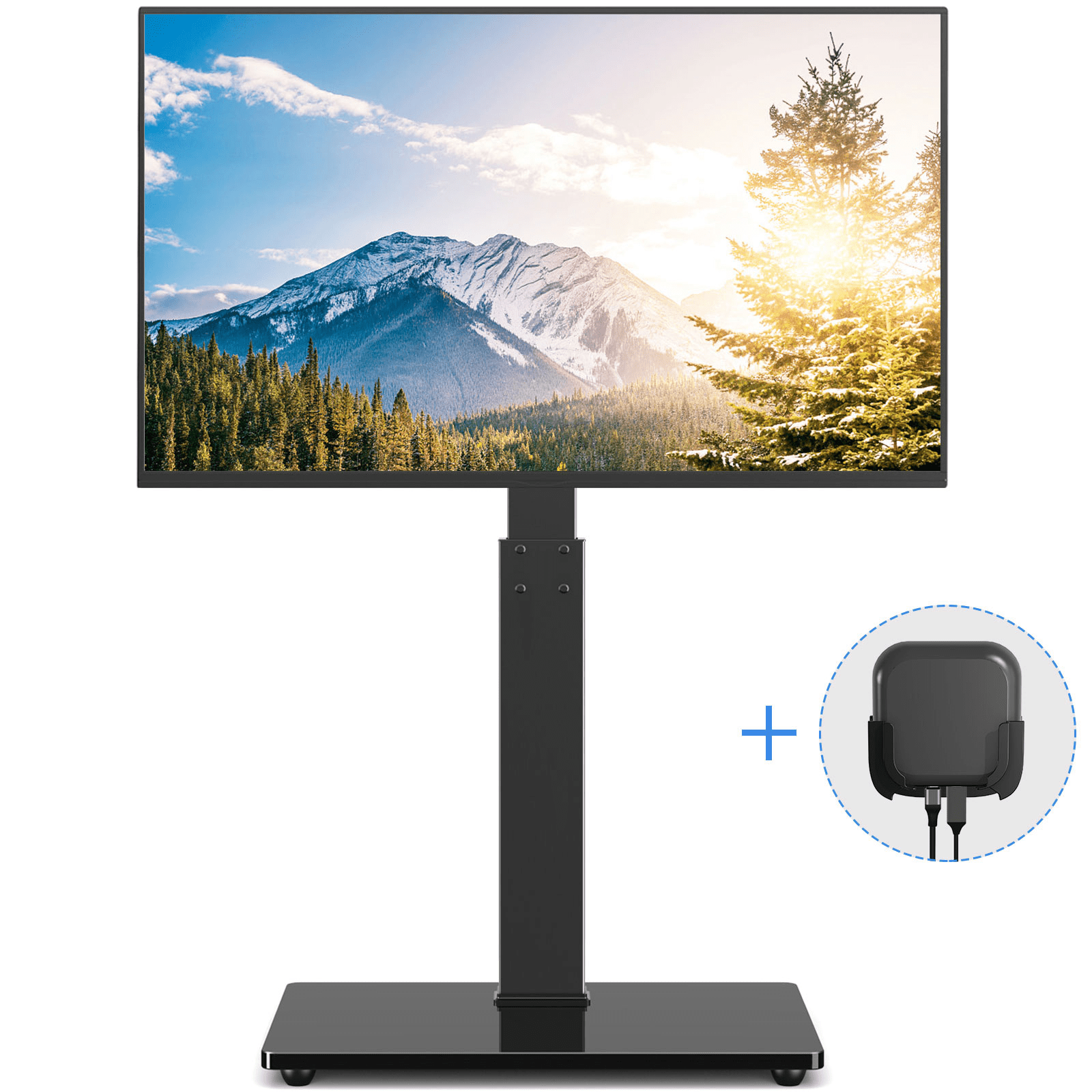 RTVR Modern Swivel Floor TV Stand for LCD LED TVs up to 75 inch Compatible with VESA Mount, Black