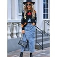 thumbnail image 2 of Cute Sweaters for Women Long Sleeve Floral Pullover Knitted Outerwear Y2K Tops Loose Winter Fall Outfits 2025 Black S, 2 of 7