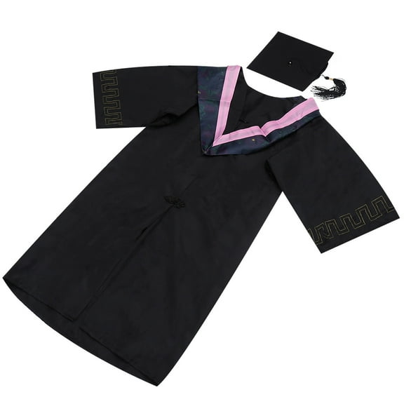 COSMOBETTY 1 Set Graduation Gown Academic Dress Long Robe Polyester for Adults School Gathering Pink L 51X41X0.2in