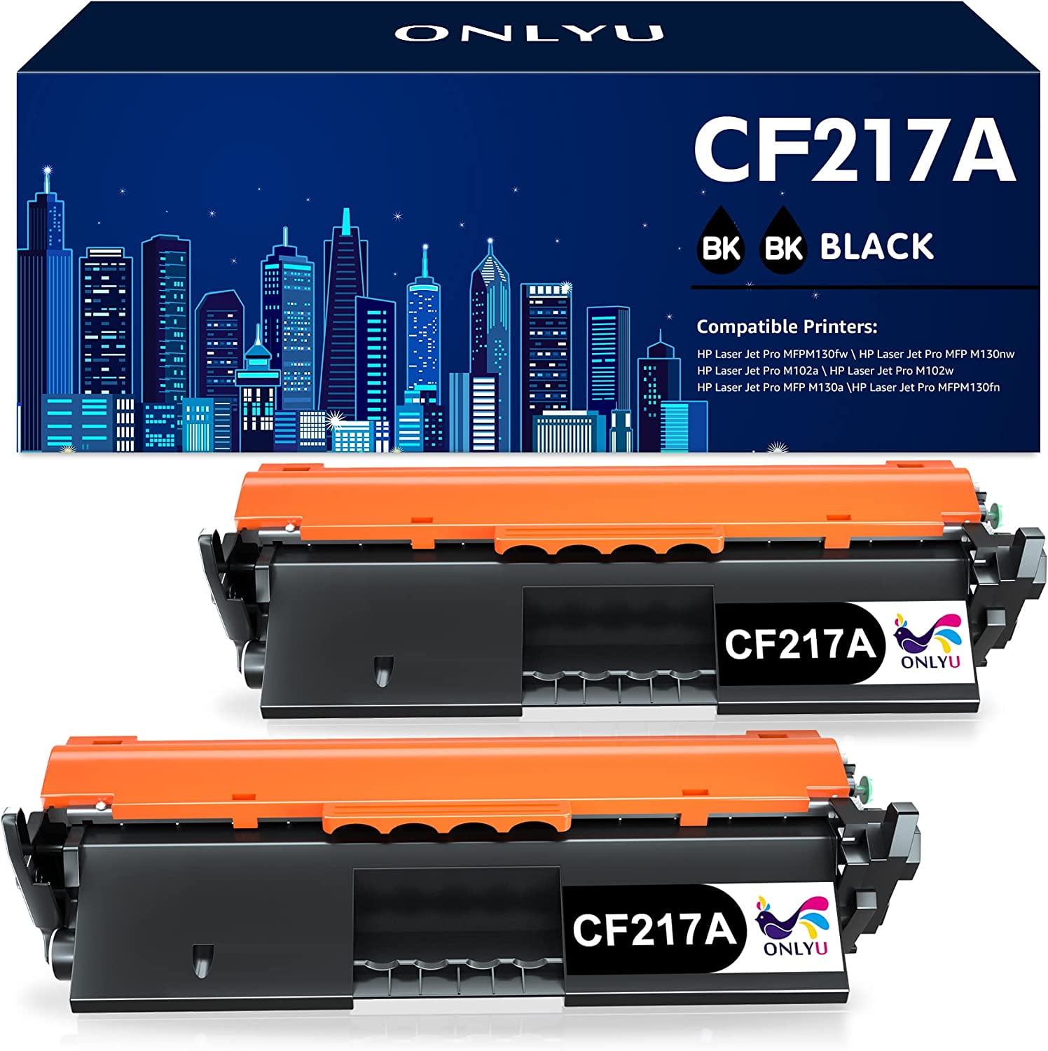 hænge Opdatering progressiv Toner Cartridge Replacement for HP 17A CF217A 217A Toner Cartridge with  Chip to Use with HP Laserjet Pro MFP M130fw M130nw M130fn M130a M102w M102a  Printer (2 Pack Black) - Walmart.com