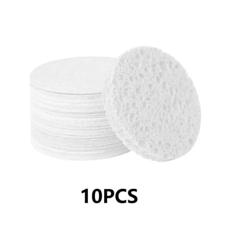 10 packs of compressed facial sponges  suitable for daily cleansing and gentle exfoliation 100% natural cellulose beauty sponge