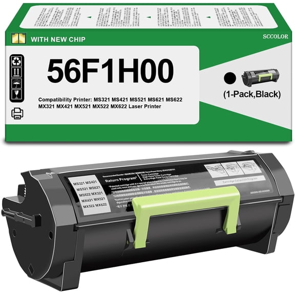 56F1H00 High Yield Toner Cartridge(15,000 Pages) Compatible with Lexmark 56F1H00 Toner Cartridge for MS321dn MS421dn MS421dw MS321 MS421 MX321 MX421 MX521 MX522 MS521 MS621 MS622 MX622 Laser Printer