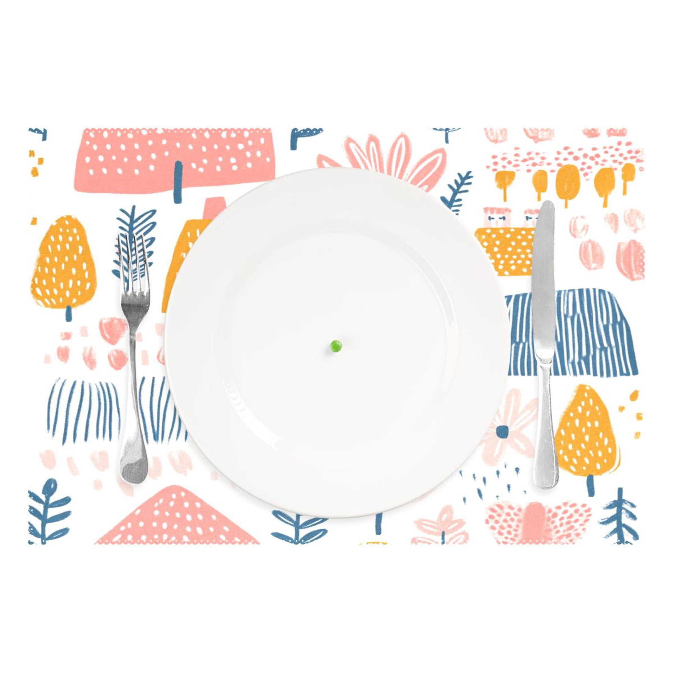 Sketch Pattern 6-Piece 12x18in Durable Place Mats, Heat-Proof and Non-Slip