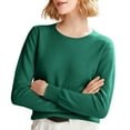 thumbnail image 1 of Chandails Confortables pour Femmes! Fadeal Chandail Tricoté Uni Printemps et Automne Hiver avec Col Rond et Style à Manches Longues, Vert 2TG, 1 of 4