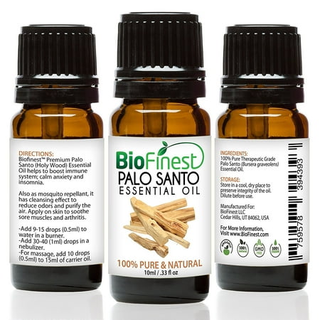 Biofinest Palo Santo Essential Oil - 100% Pure Organic Therapeutic Grade - Best for Aromatherapy, Immune System, Ease Headache Insomnia Cold Flu Sore Throat Muscle Joint Pain - FREE E-Book