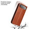 thumbnail image 6 of Genuine Leather Wallet Case for iPhone Air with Shockproof TPU Interior Case, Classic Credit Card Holder Kickstand Flip Folio Book Full Body Protection Cover for iPhone Air, Brown, 6 of 8