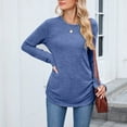thumbnail image 4 of ClodeEU Women's Long Sleeve Crew Neck Shirts,Fall Slim Fit Tunic Casual Basic Tee Blue,Womens Plus XL, 4 of 8