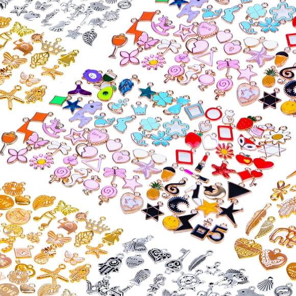 Charms para pulseras Mckanti 150 piezas, plata, dorado y esmalte