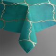 thumbnail image 3 of Teal and Gold Geometric Lattice Pattern Rectangle Tablecloth 60"x84",Waterproof Polyester Rectangle Table Cloth, Wipeable Spillproof Polyester Tablecloth for Dining, Camping, Indoor and Outdoor, 3 of 5
