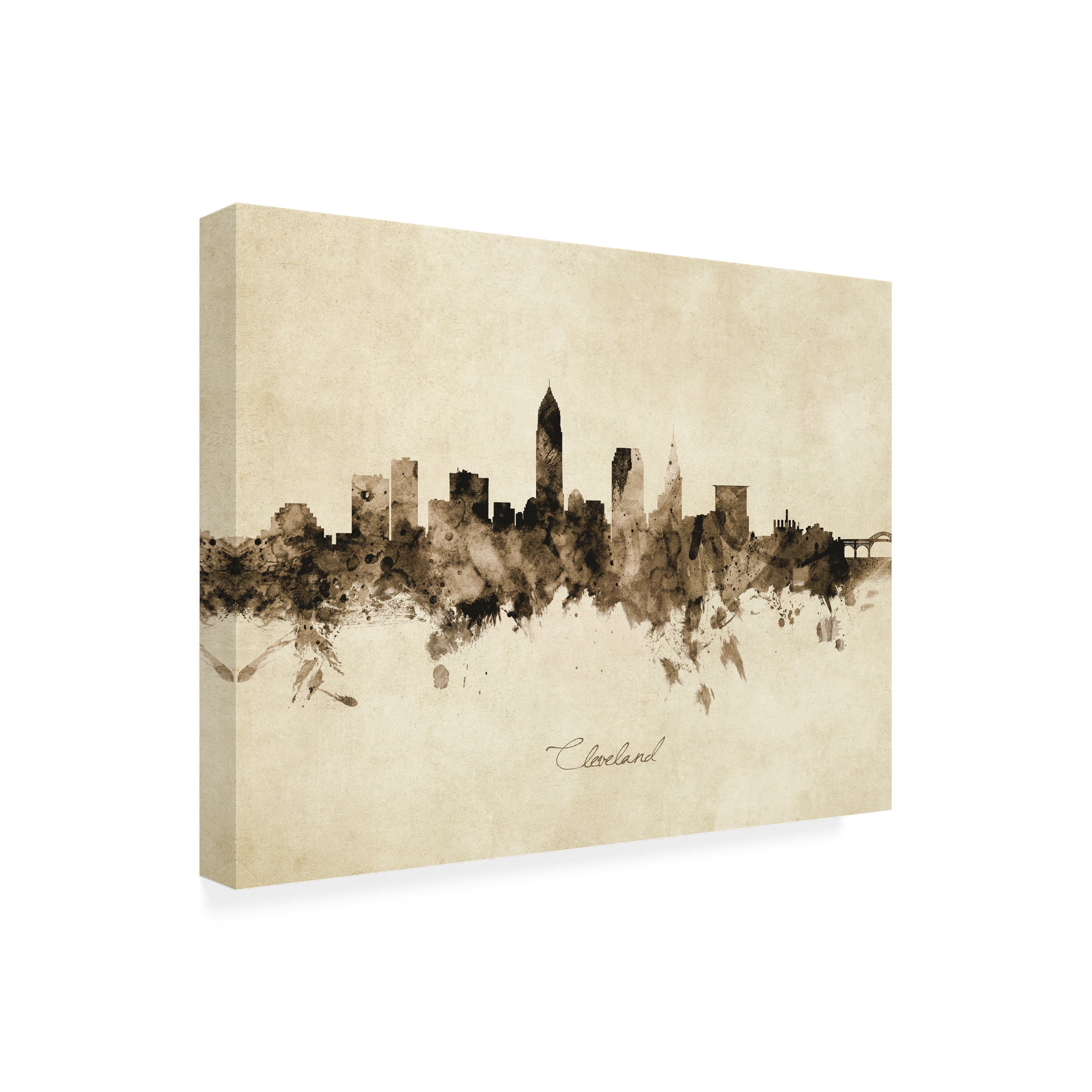 Michael Tompsett 'Cleveland Ohio Skyline Vintage' Canvas Art