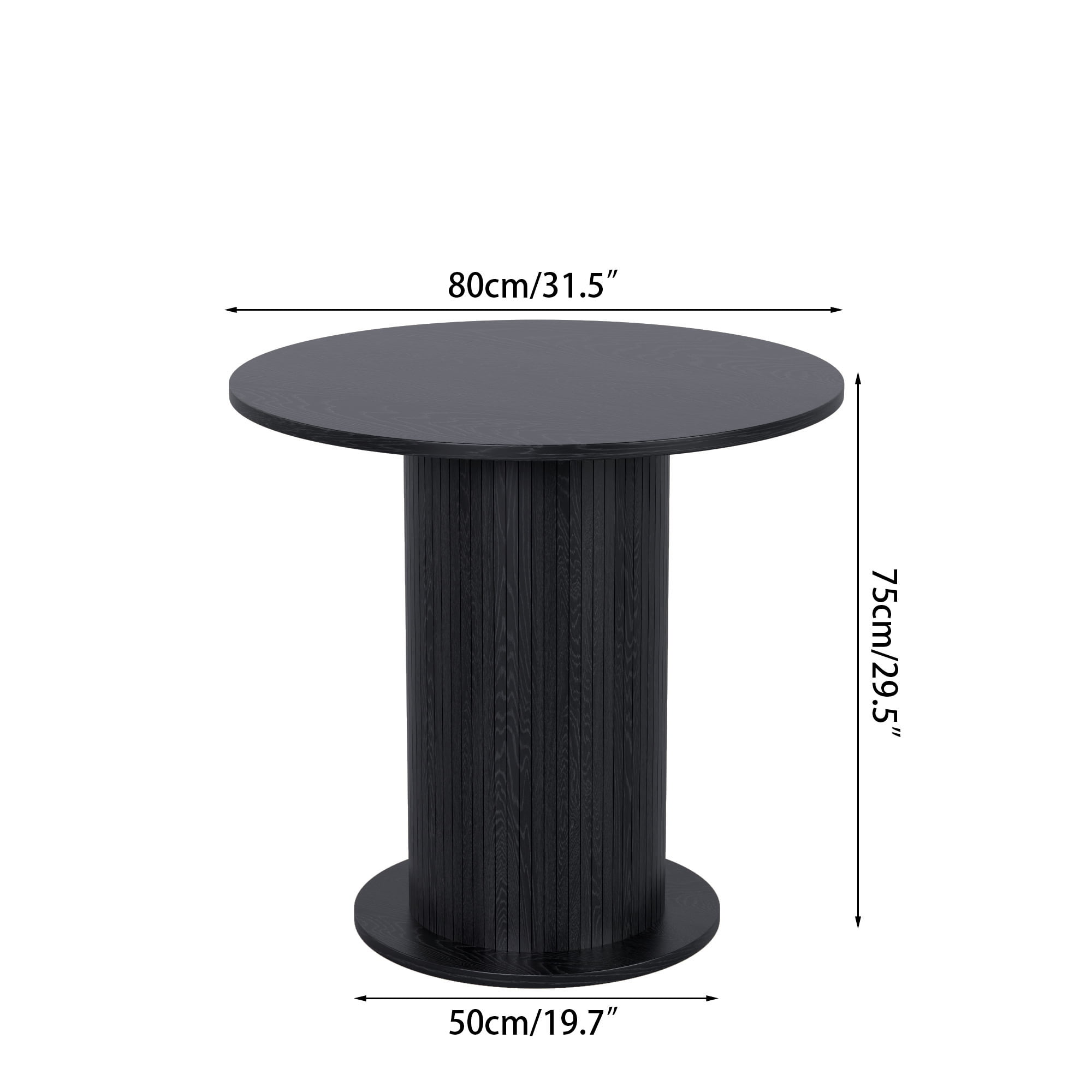 Modern Farmhouse Round Dining Table, Wood Kitchen Table for 2, Small Circle Dining Tables, Black