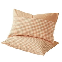 cpengpj 2Pcs Set 48x74cm Plaid Pillow Shams Checkered Pillowcase Gingham Pillow Covers Queen Standard Pillow Cases Soft Microfiber Pillow Cases Retro Farmhouse Pillowcase