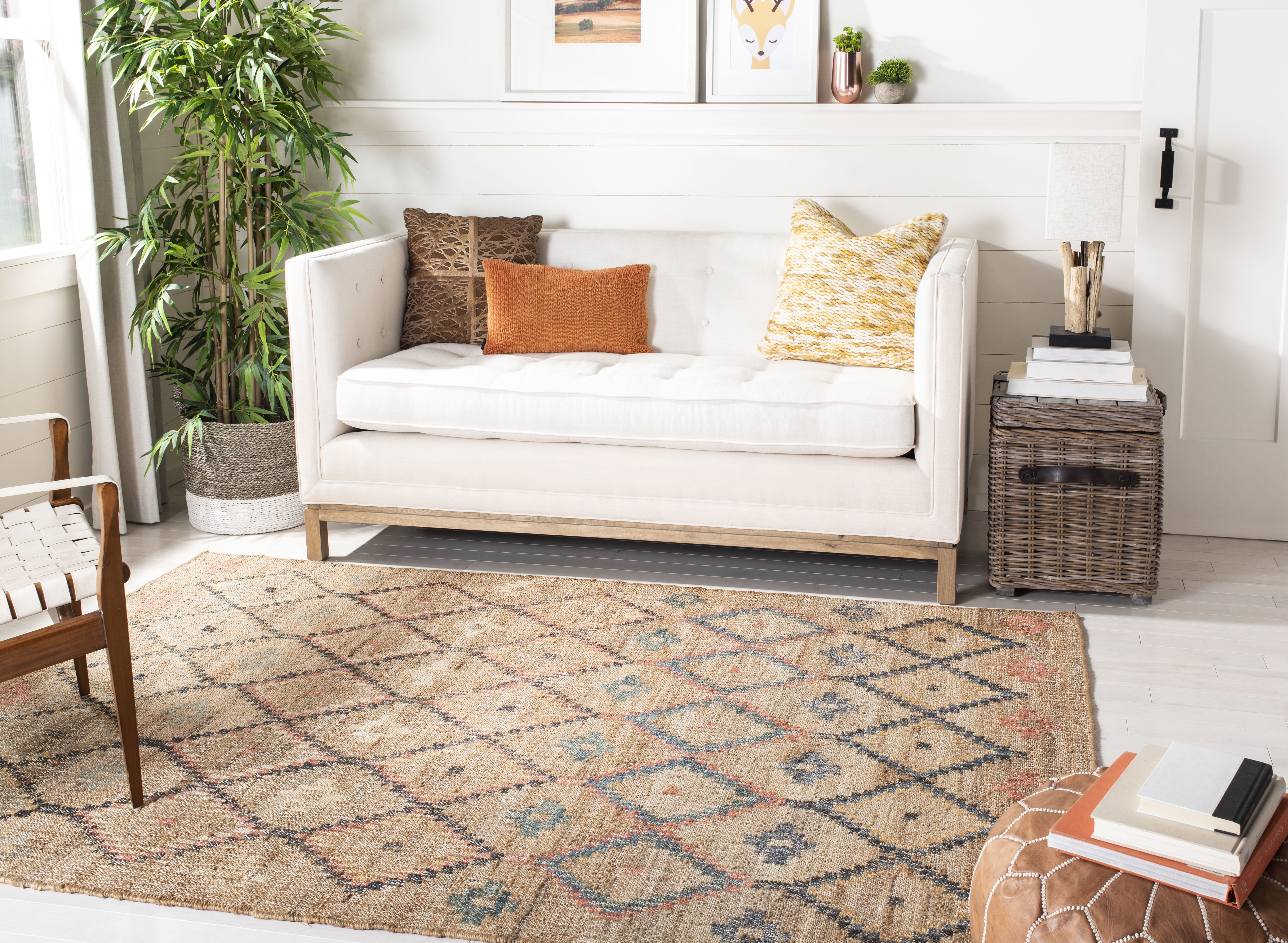 SAFAVIEH Kilim Mendoza Geometric Area Rug, Natural/Blue, 2' x 3'