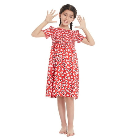 

Short Sleeve Girls Dresses Children s Skirt Summer Neckline Small Daisy Slip Skirt Girls Floral Dress French Fress