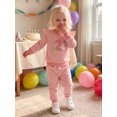 thumbnail image 6 of RUINIXCW Toddler Baby Girl Second Birthday Outfit Infant Girl Spring Fall Winter Clothes Duck Waffled Striped Long Sleeve Sweatshirt Tops and Pants Set, 6 of 9