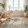 thumbnail image 3 of Design&I 6'x9' Washable Area Rug Vintage Trellis Medallion With Boho Floral Scroll And Ornamental Border for Dining Room, Under Table, Office, Snag-Free, 3 of 7