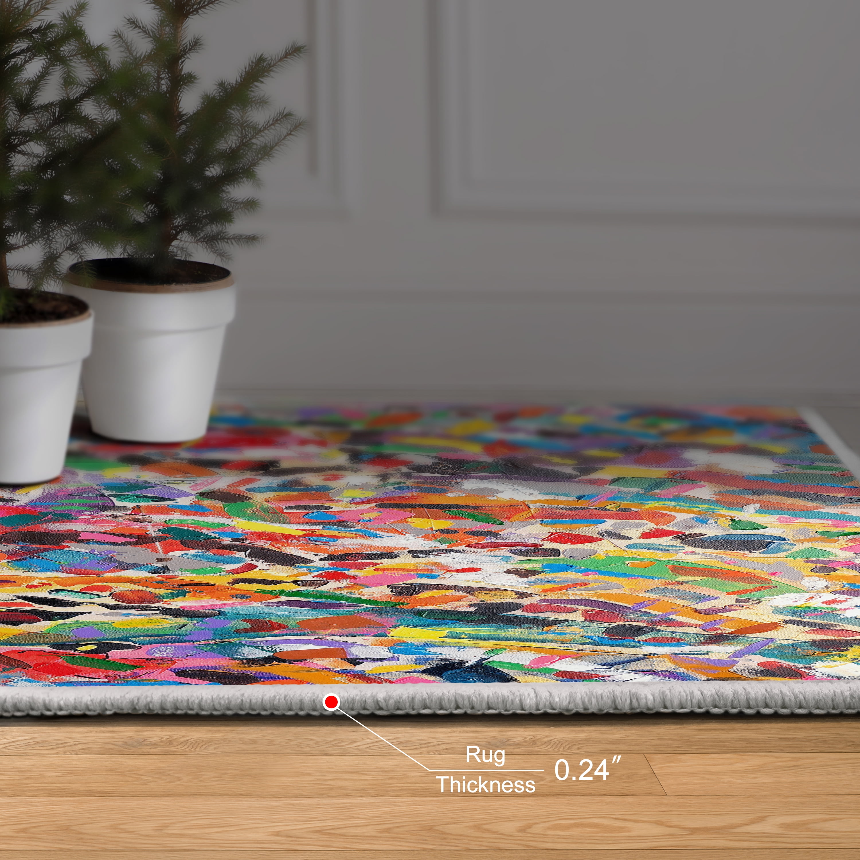 Meditations No. I Washable Colorful Abstract Art Area Rug size 8'x10', Power-loomed, Heavenly Softness with Non-Slipping Backing