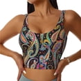 thumbnail image 1 of Balery Watercolor Romantic Paisley Sujetadores deportivos con espalda cruzada para mujer, acolchados, sin costuras, de alto impacto, ideales para yoga, gimnasio, entrenamiento y fitness.-X-Large, 1 of 8