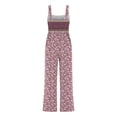 thumbnail image 4 of Women Floral Wide Leg Jumpsuit Sleeveless Square Neck Smocked Casual Summer Outfit, 4 of 6