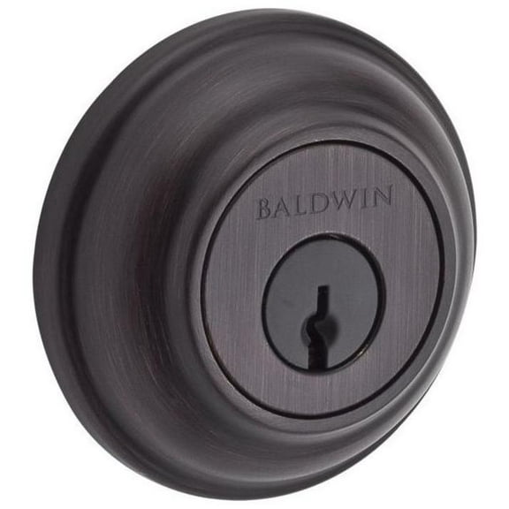Baldwin Reserve SCTRD112S Single Cylinder Traditional Round Deadbolt with 6AL Latch; Dual Strike; and SmartKey Venetian Bronze Finish