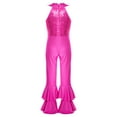 thumbnail image 4 of Haitryli Girls Sequins Full Body Tank Unitards Zipper Back Bodysuit Gymnastics Leotard Hippie Disco Jazz Dance Jumpsuit Hot Pink 10, 4 of 7