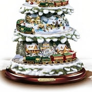 The Bradford Exchange Thomas Kinkade Wonderland Express Christmas Tree Decoration With Santa Sleigh Topper Lights Moving Train and Music With 8 Beloved Xmas Carols 16-Inches
