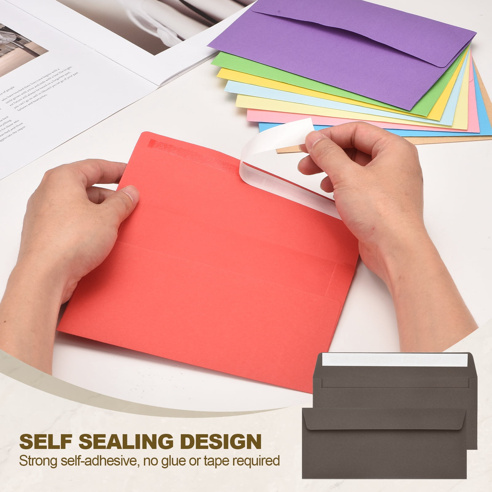 Uxcell 60 Pack Dark Coffee #10 Business Envelopes, Colored Self Seal Letter Size