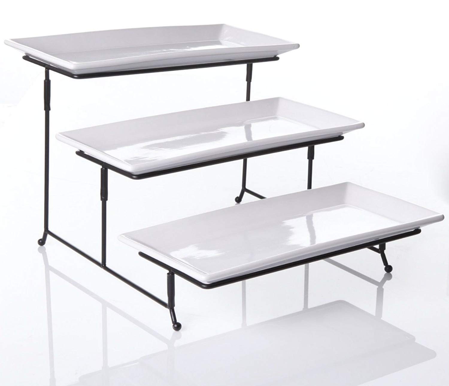 3 Tier Collapsible Thicker Sturdier Plate Rack Stand With Plates Three Tiered Cake Serving