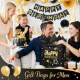 thumbnail image 3 of Happy Birthday Gift Bags with 4 Tissue Wrapping Paper 2 Greeting Card, 2 Pcs Gift Bags Medium with Handles for Children Women Men, Paper Party Bag for Jewelry Small Box Present (Black + Blue), 3 of 8