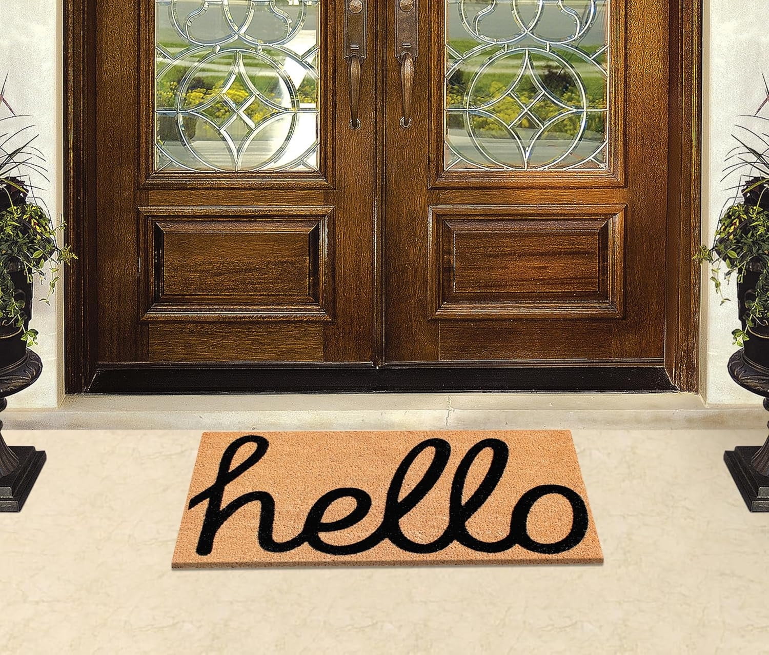A1HC Natural Coir Door Mat for Front Door, Anti-Shed Treated Durable Doormat for Outdoor Entrance, Heavy Duty, Low Profile Door Mat, Easy to Clean, Long Lasting Doormat