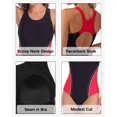 thumbnail image 2 of ANFERRY Women's One Piece Swimsuit Tummy Control High Cut Bathing Suit Color Block Racerback Sporty Swimwear, 2 of 8