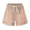 thumbnail image 3 of vigerkar Boxer Shorts for Women Summer Elastic Waist Vacation Beach Plaid Lounge Shorts Orange, L, 3 of 4