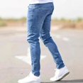 thumbnail image 5 of QATAINLAV Men's Casual Jeans Slim Fit Skinny Denim Stretch Tapered Jean Pants Ripped Frayed Hem Beam Feet Jeans Pants with Pockets Blue L Fall Savings, 5 of 7