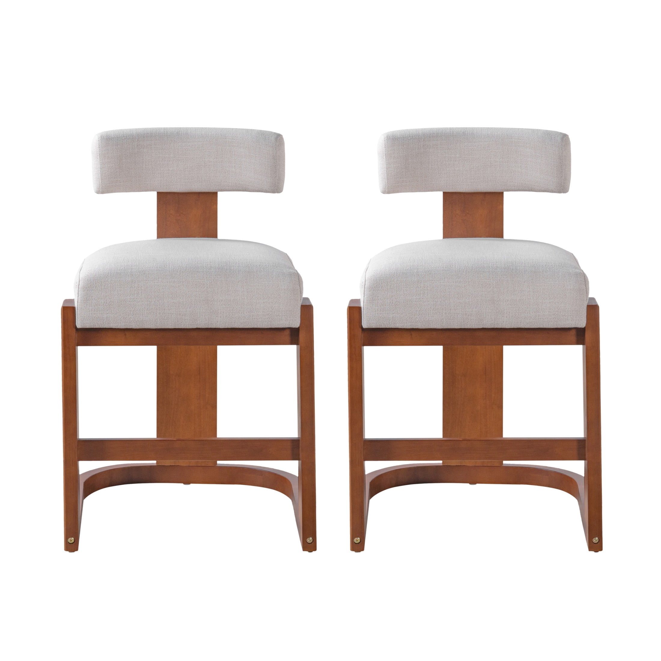 Christopher Knight Home Upholstered Counter Height Bar Stools, Wood Frame, Espresso+Beige, Set of 2