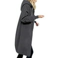 thumbnail image 2 of up to 60% off Gifts Sweatshirt Coat for Women Usmixi Winter Hooded Long Coat for Women Plus Size Casual Solid Fleece Sweatshirt Overcoat Long Sleeve Open Zip Trench Jacket Outwear Jacket Holiday, 2 of 7